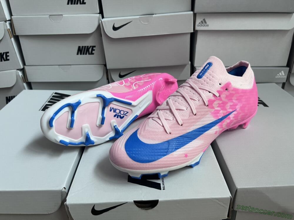 Nike Air Zoom Mercurial Vapor 15 Elite FG Low-Tops Soccer Cleats - Beige/Pink/Blue