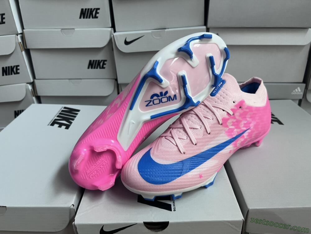 Nike Air Zoom Mercurial Vapor 15 Elite FG Low-Tops Soccer Cleats - Beige/Pink/Blue
