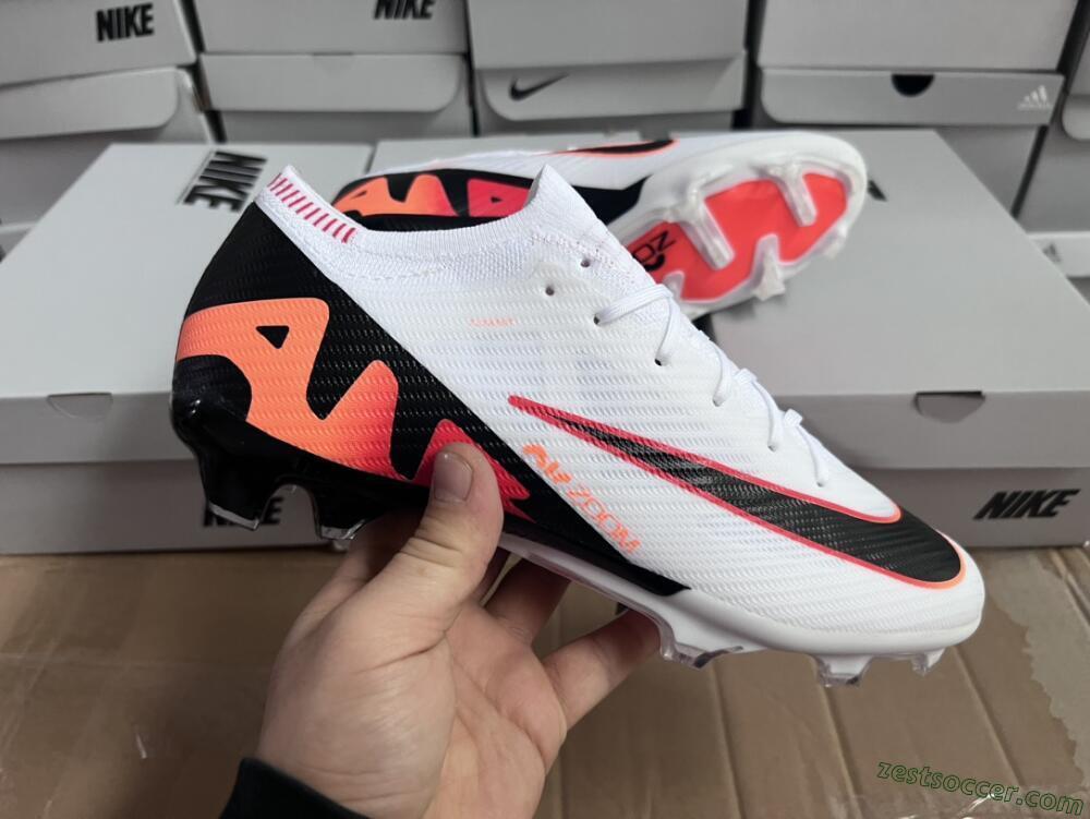 Nike Air Zoom Mercurial Vapor 15 Elite FG Low-Tops Soccer Cleats - White/Orange/Black