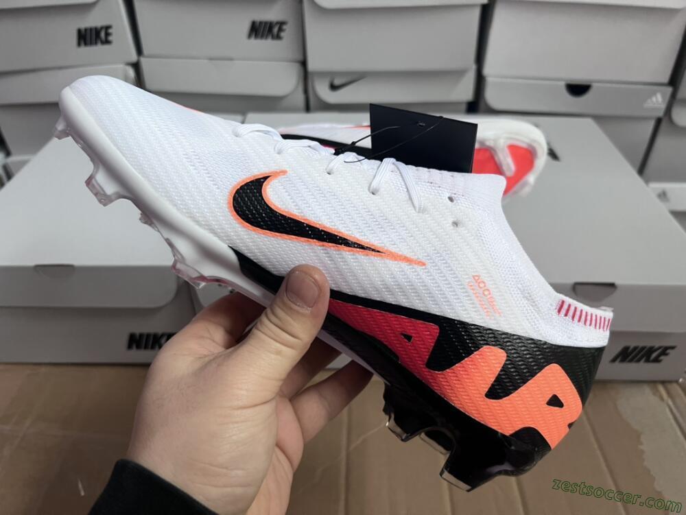 Nike Air Zoom Mercurial Vapor 15 Elite FG Low-Tops Soccer Cleats - White/Orange/Black