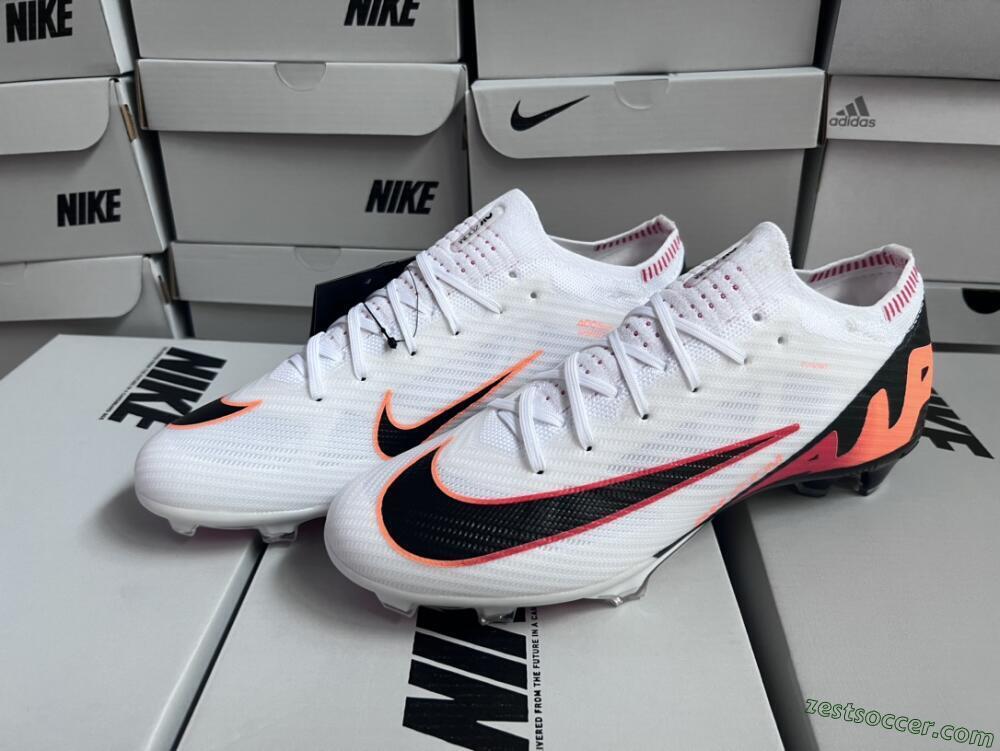 Nike Air Zoom Mercurial Vapor 15 Elite FG Low-Tops Soccer Cleats - White/Orange/Black