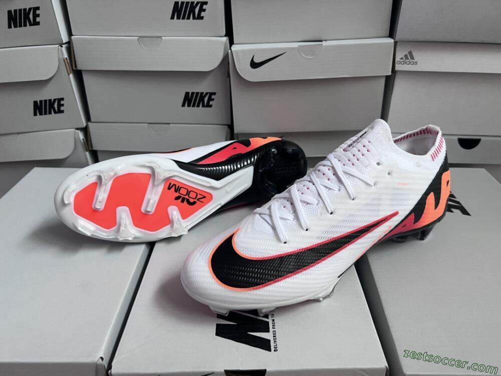 Nike Air Zoom Mercurial Vapor 15 Elite FG Low-Tops Soccer Cleats - White/Orange/Black