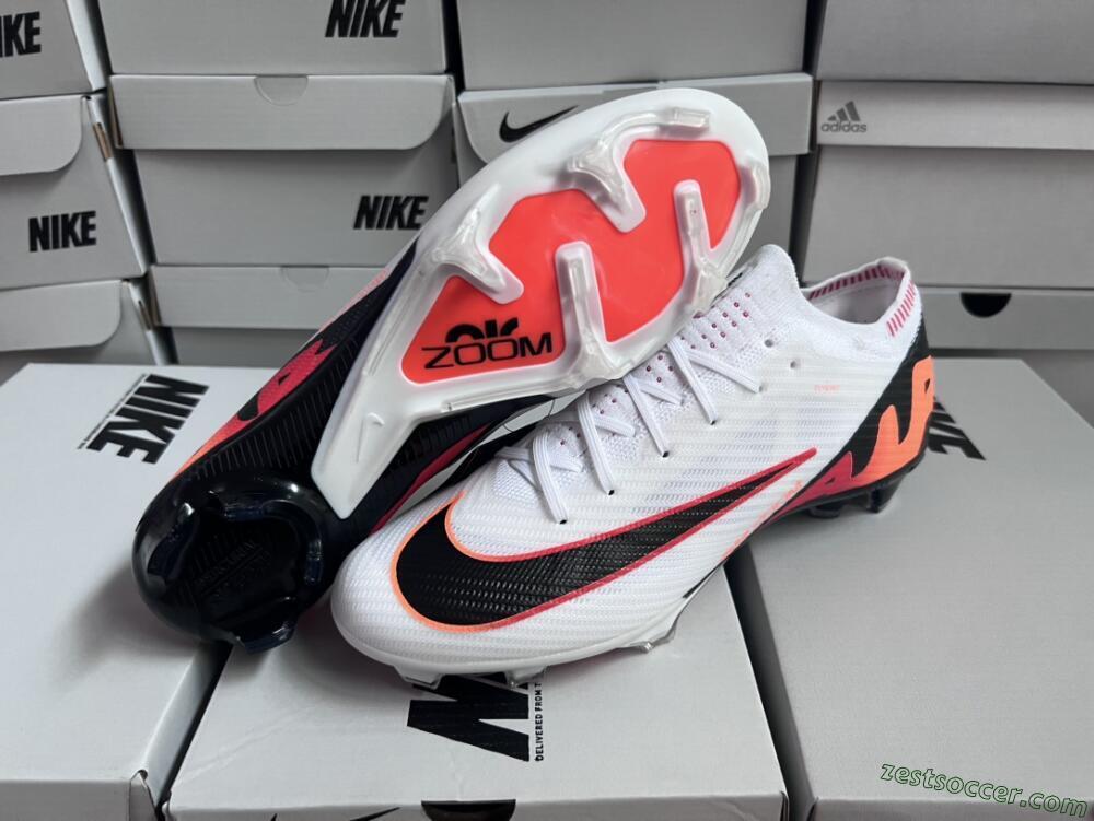 Nike Air Zoom Mercurial Vapor 15 Elite FG Low-Tops Soccer Cleats - White/Orange/Black