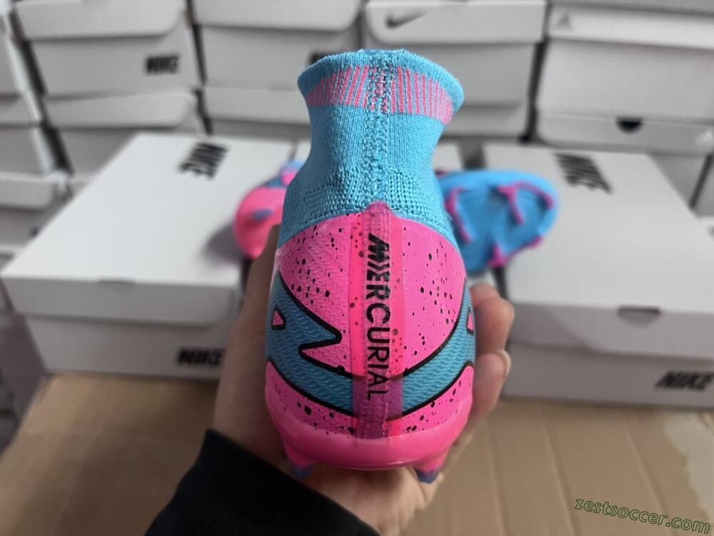 Nike Air Zoom Mercurial Superfly 9 Elite FG High-Tops Soccer Cleats - Blue/Pink/Black
