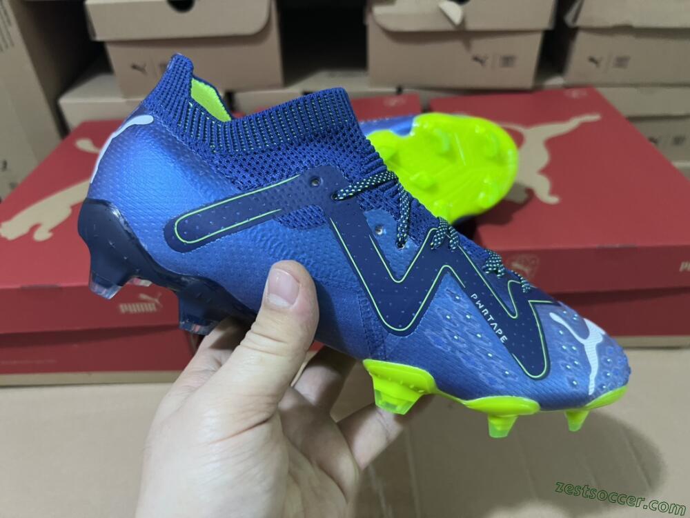 Puma Future Ultimate FG Low-Tops Soccer Cleats - Blue/Black/Yellow