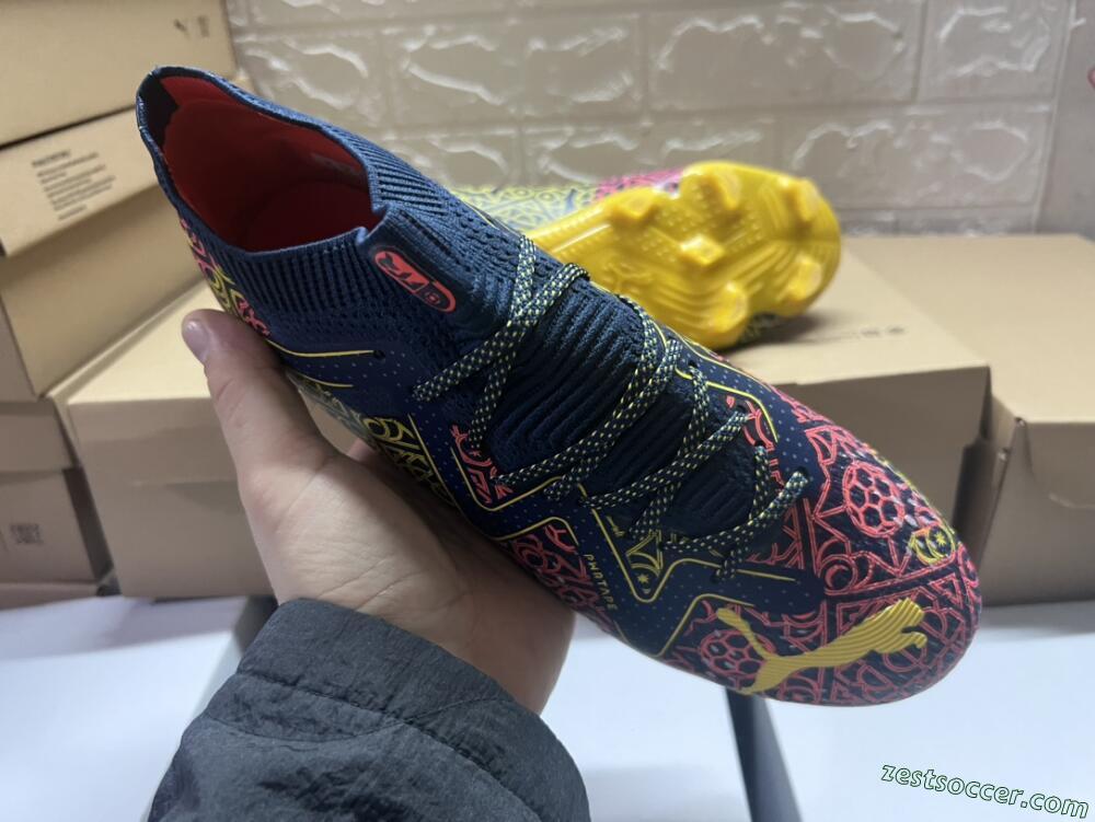 Puma Future Ultimate Limited Edition FG Low-Tops Soccer Cleats - Blue/Yellow/Red