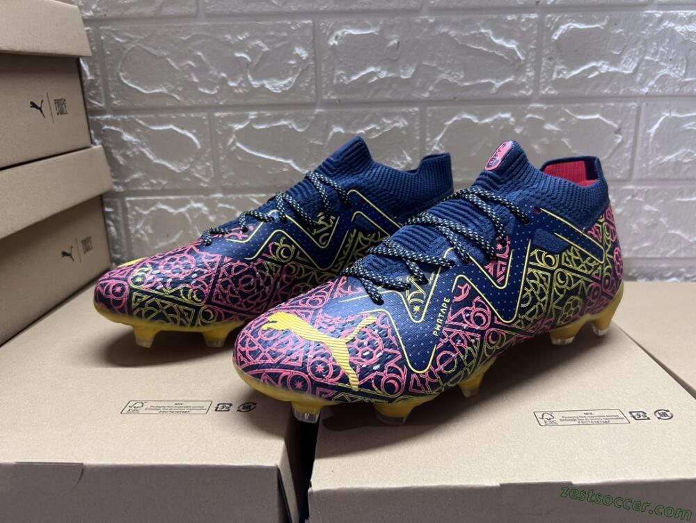 Puma Future Ultimate Limited Edition FG Low-Tops Soccer Cleats - Blue/Yellow/Red