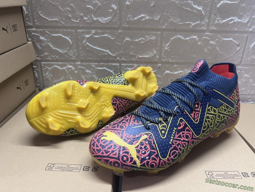 Puma Future Ultimate Limited Edition FG Low-Tops Soccer Cleats - Blue/Yellow/Red