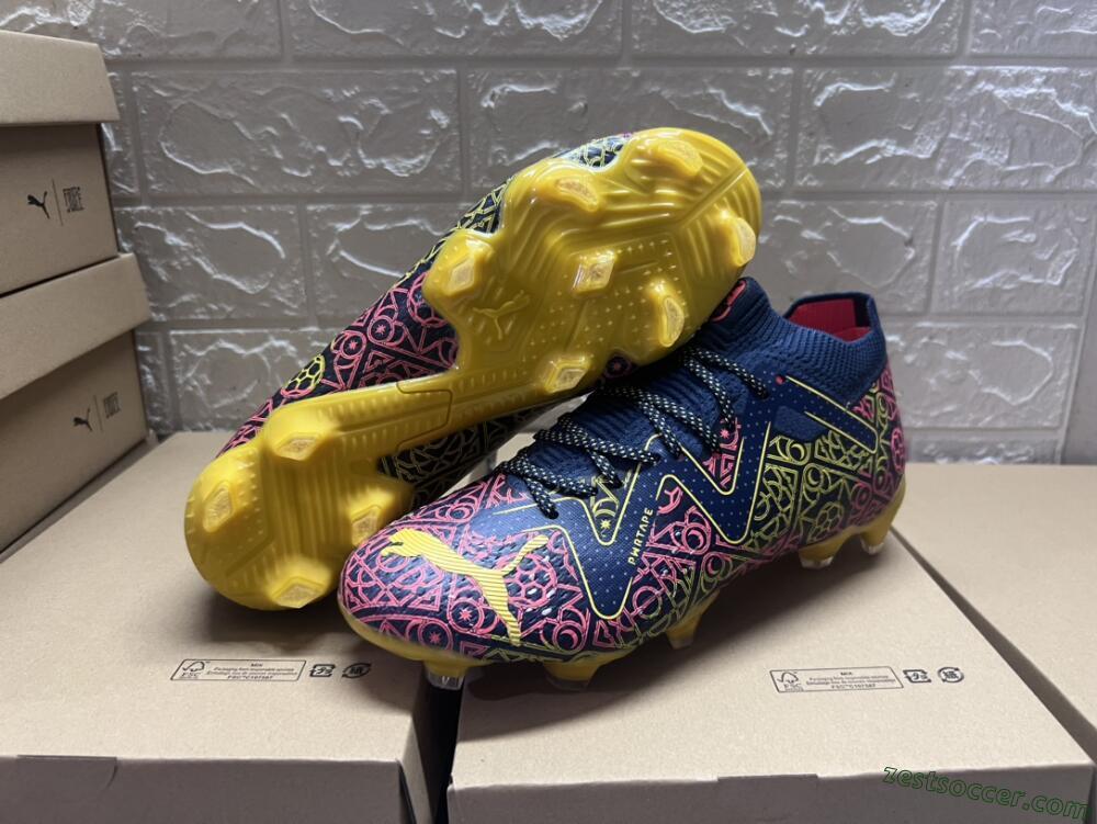 Puma Future Ultimate Limited Edition FG Low-Tops Soccer Cleats - Blue/Yellow/Red
