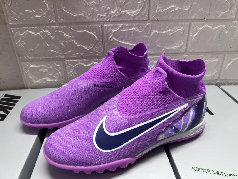 Nike Phantom GX Elite DF Link TF High-Tops Soccer Shoes - Purple/Black/White
