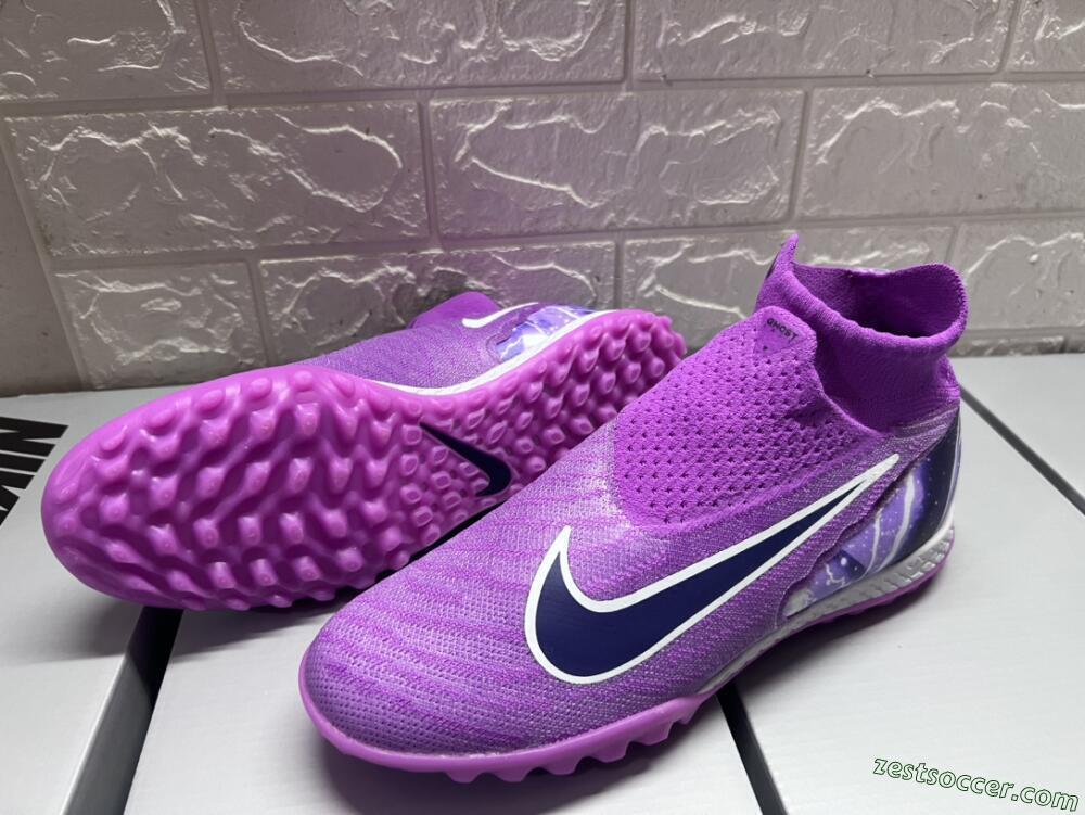 Nike Phantom GX Elite DF Link TF High-Tops Soccer Shoes - Purple/Black/White