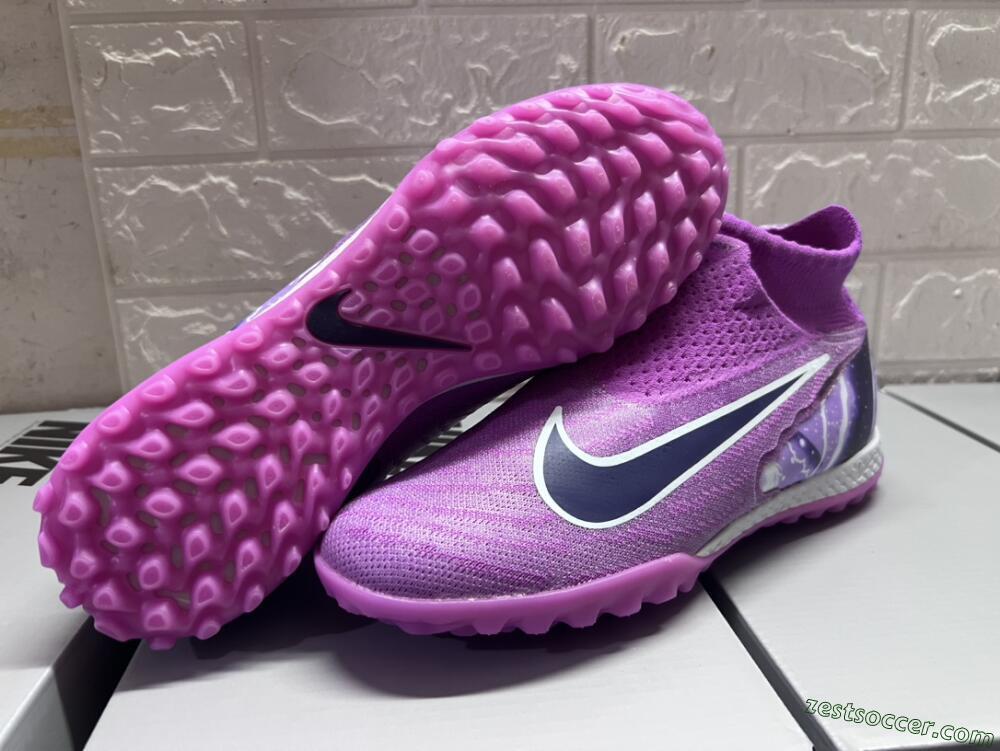 Nike Phantom GX Elite DF Link TF High-Tops Soccer Shoes - Purple/Black/White