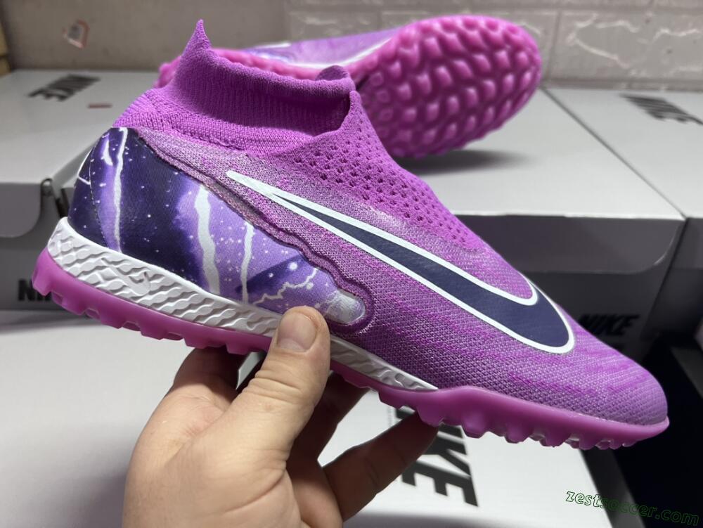 Nike Phantom GX Elite DF Link TF High-Tops Soccer Shoes - Purple/Black/White