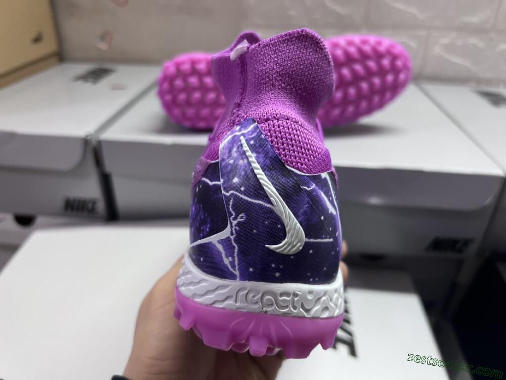 Nike Phantom GX Elite DF Link TF High-Tops Soccer Shoes - Purple/Black/White