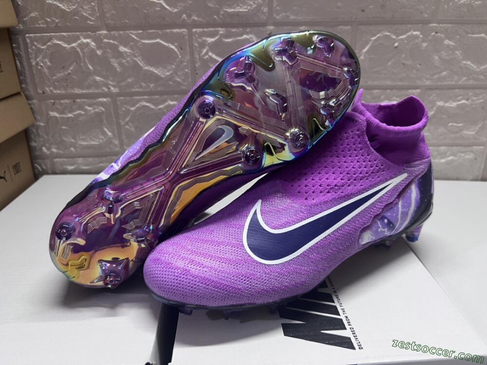 Nike Phantom GX DF Elite FG High-Tops Soccer Cleats - Purple/Black/White/Gold