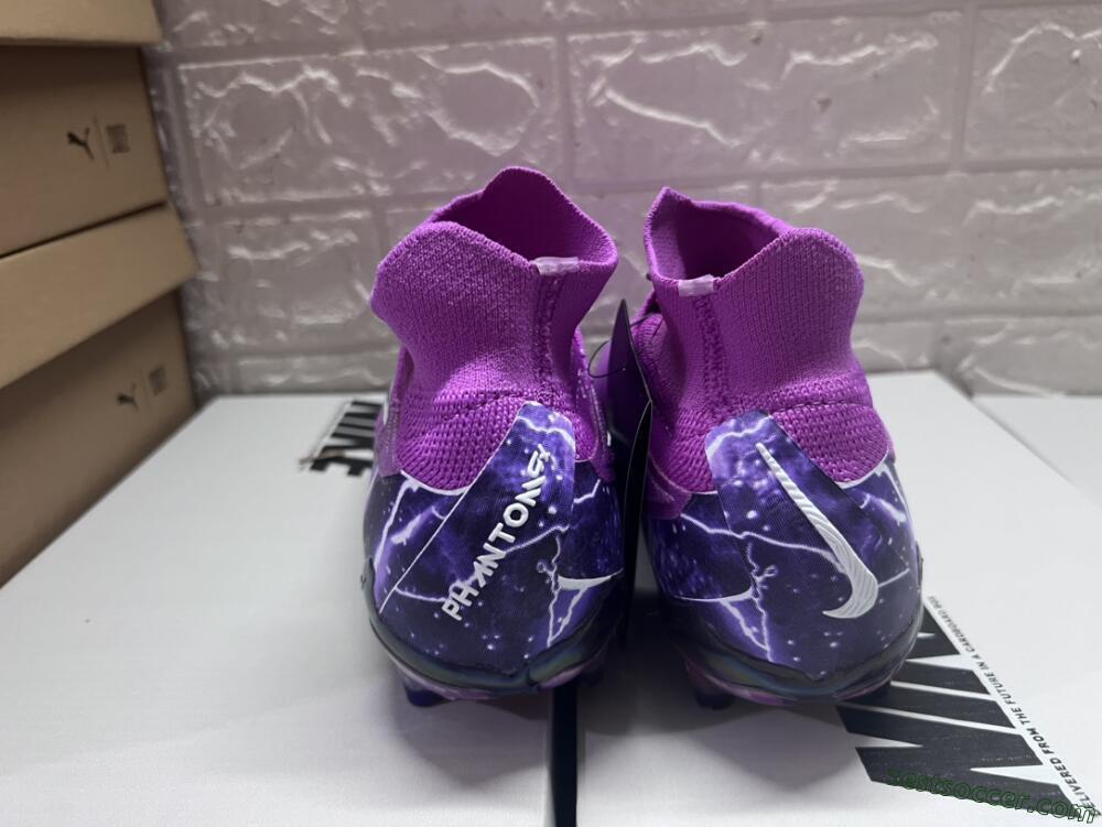 Nike Phantom GX DF Elite FG High-Tops Soccer Cleats - Purple/Black/White/Gold
