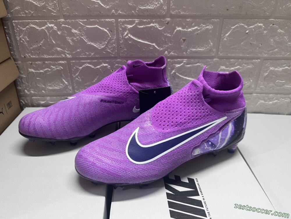 Nike Phantom GX DF Elite FG High-Tops Soccer Cleats - Purple/Black/White/Gold