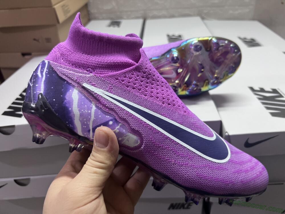 Nike Phantom GX DF Elite FG High-Tops Soccer Cleats - Purple/Black/White/Gold