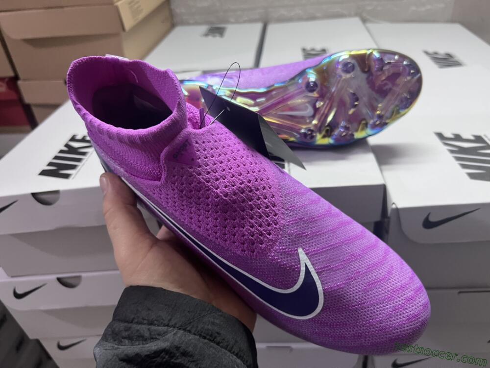 Nike Phantom GX DF Elite FG High-Tops Soccer Cleats - Purple/Black/White/Gold