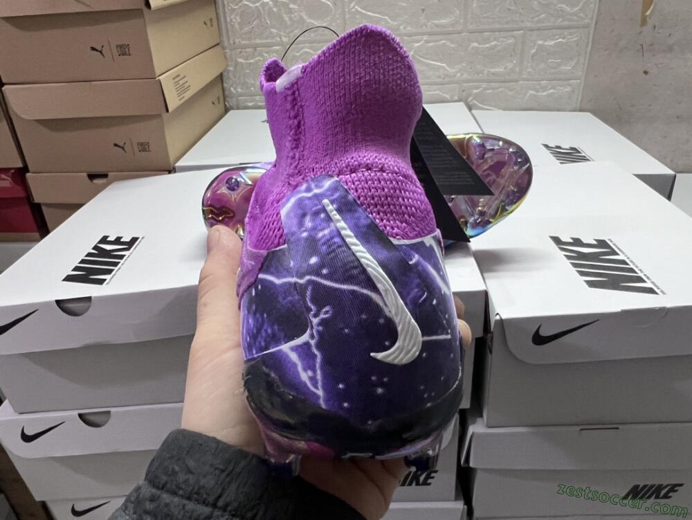 Nike Phantom GX DF Elite FG High-Tops Soccer Cleats - Purple/Black/White/Gold