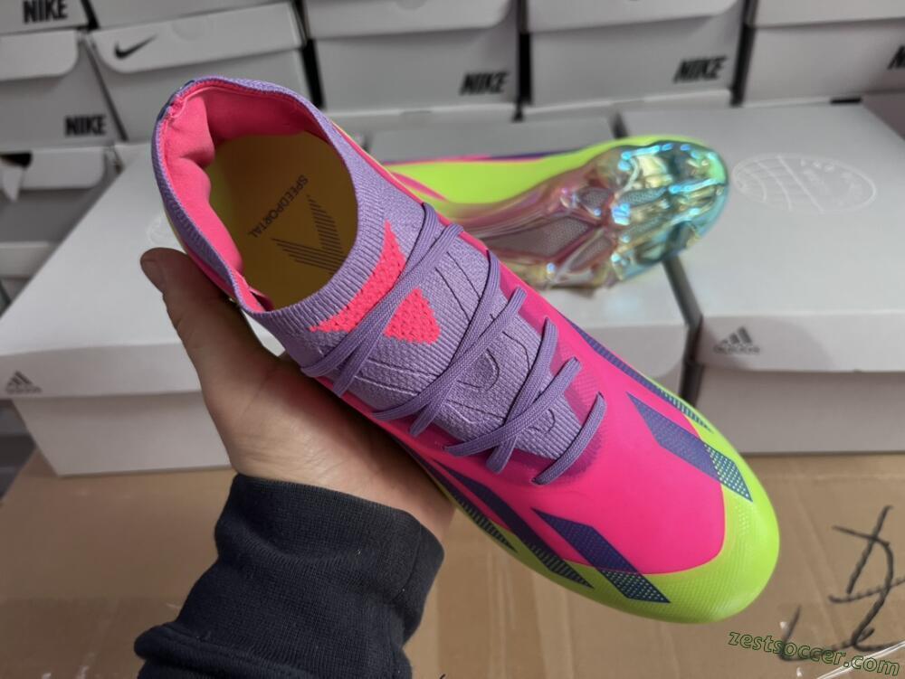 Adidas X Speedportal .1 2022 World Cup Boots FG Low-Tops Soccer Cleats - Pink/Purple/Blue/Green