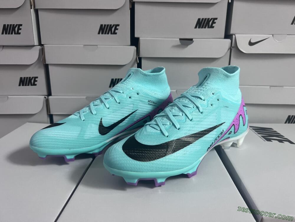Nike Air Zoom Mercurial Superfly 9 Elite FG High-Tops Soccer Cleats - Blue/Black/Purple
