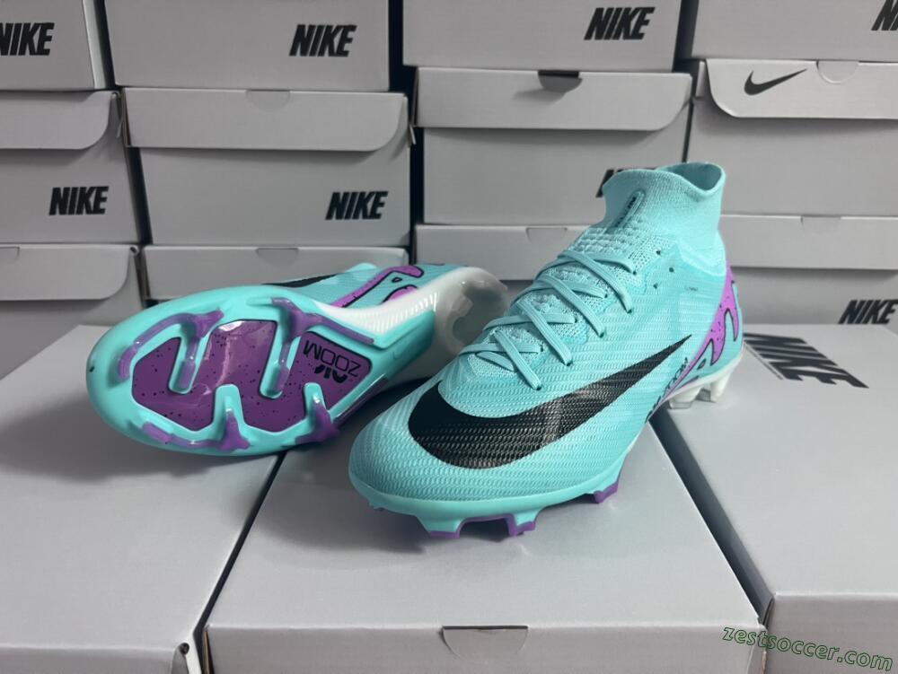 Nike Air Zoom Mercurial Superfly 9 Elite FG High-Tops Soccer Cleats - Blue/Black/Purple