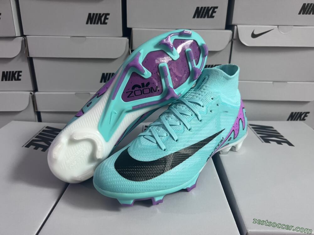 Nike Air Zoom Mercurial Superfly 9 Elite FG High-Tops Soccer Cleats - Blue/Black/Purple