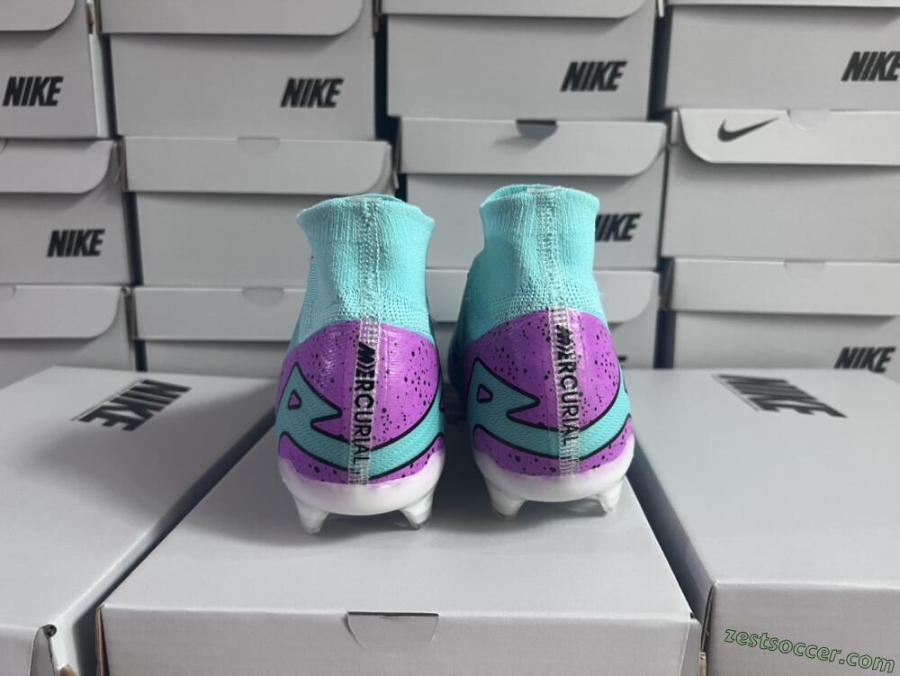 Nike Air Zoom Mercurial Superfly 9 Elite FG High-Tops Soccer Cleats - Blue/Black/Purple