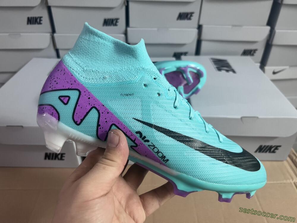 Nike Air Zoom Mercurial Superfly 9 Elite FG High-Tops Soccer Cleats - Blue/Black/Purple