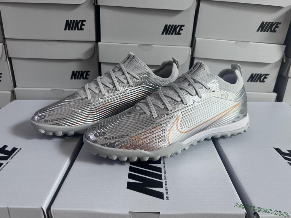 Nike Air Zoom Mercurial Vapor 15 Pro TF Low-Tops Soccer Shoes - Silver/Gold/Black