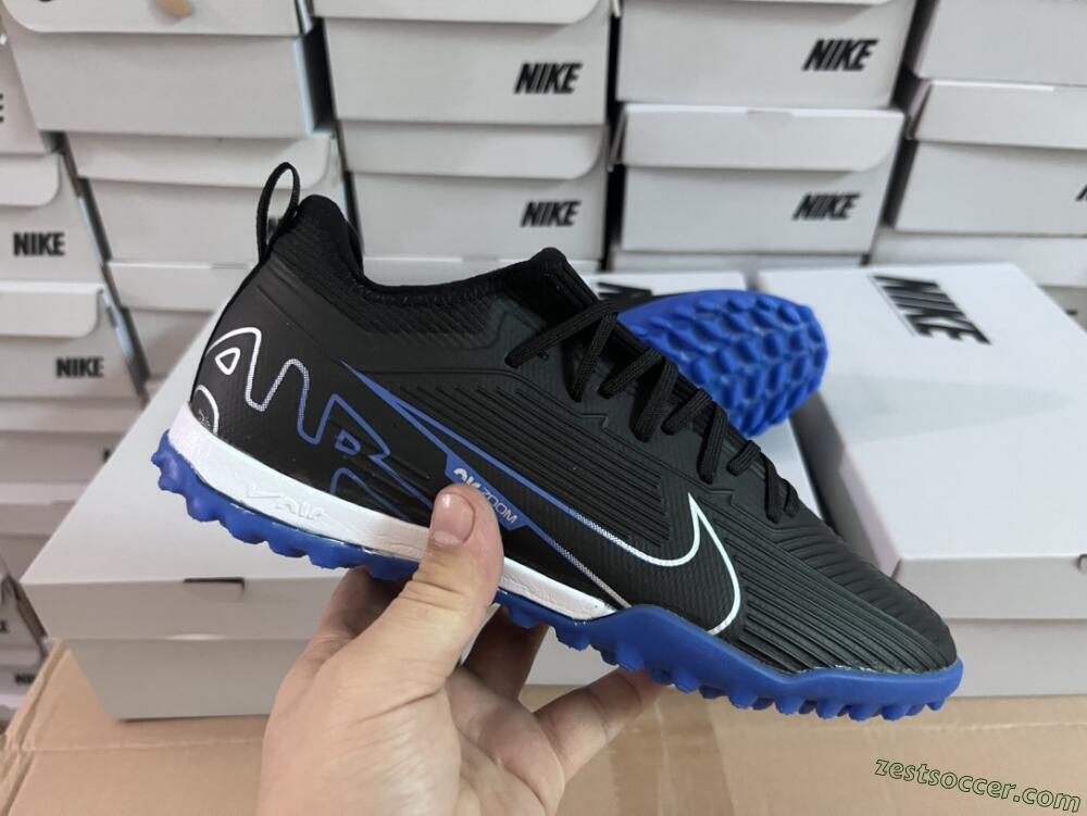 Nike Air Zoom Mercurial Vapor 15 Pro TF Low-Tops Soccer Shoes - Black/White/Blue