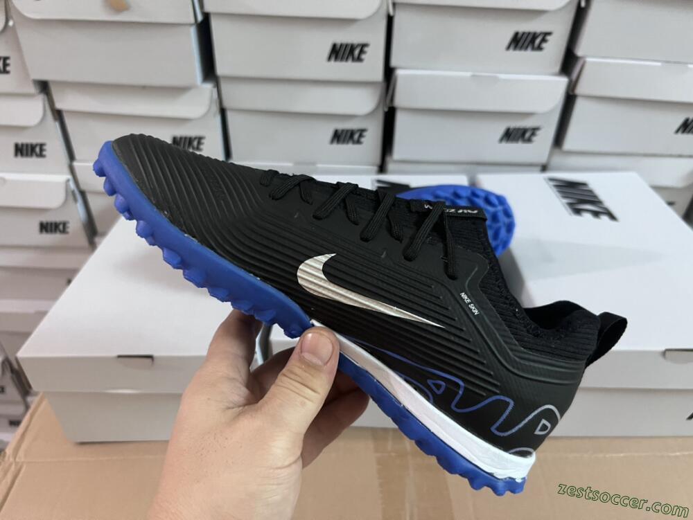 Nike Air Zoom Mercurial Vapor 15 Pro TF Low-Tops Soccer Shoes - Black/White/Blue