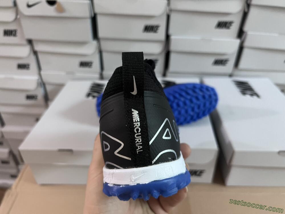 Nike Air Zoom Mercurial Vapor 15 Pro TF Low-Tops Soccer Shoes - Black/White/Blue