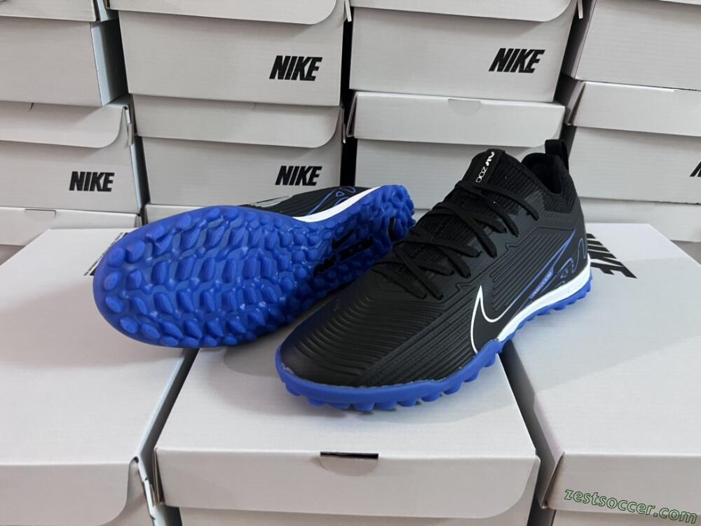 Nike Air Zoom Mercurial Vapor 15 Pro TF Low-Tops Soccer Shoes - Black/White/Blue