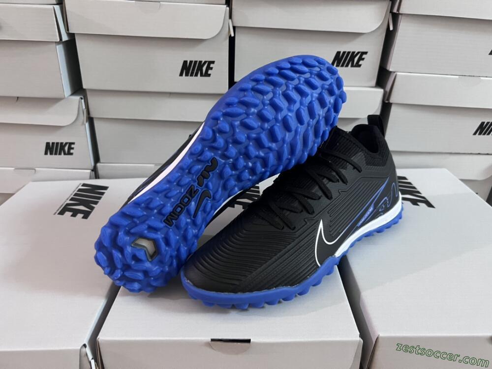 Nike Air Zoom Mercurial Vapor 15 Pro TF Low-Tops Soccer Shoes - Black/White/Blue