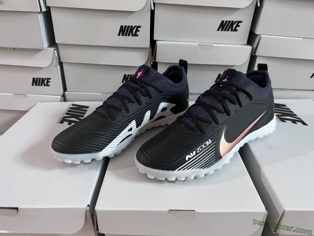 Nike Air Zoom Mercurial Vapor 15 Pro TF Low-Tops Soccer Shoes - Black/Gold/White