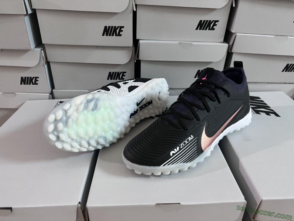 Nike Air Zoom Mercurial Vapor 15 Pro TF Low-Tops Soccer Shoes - Black/Gold/White