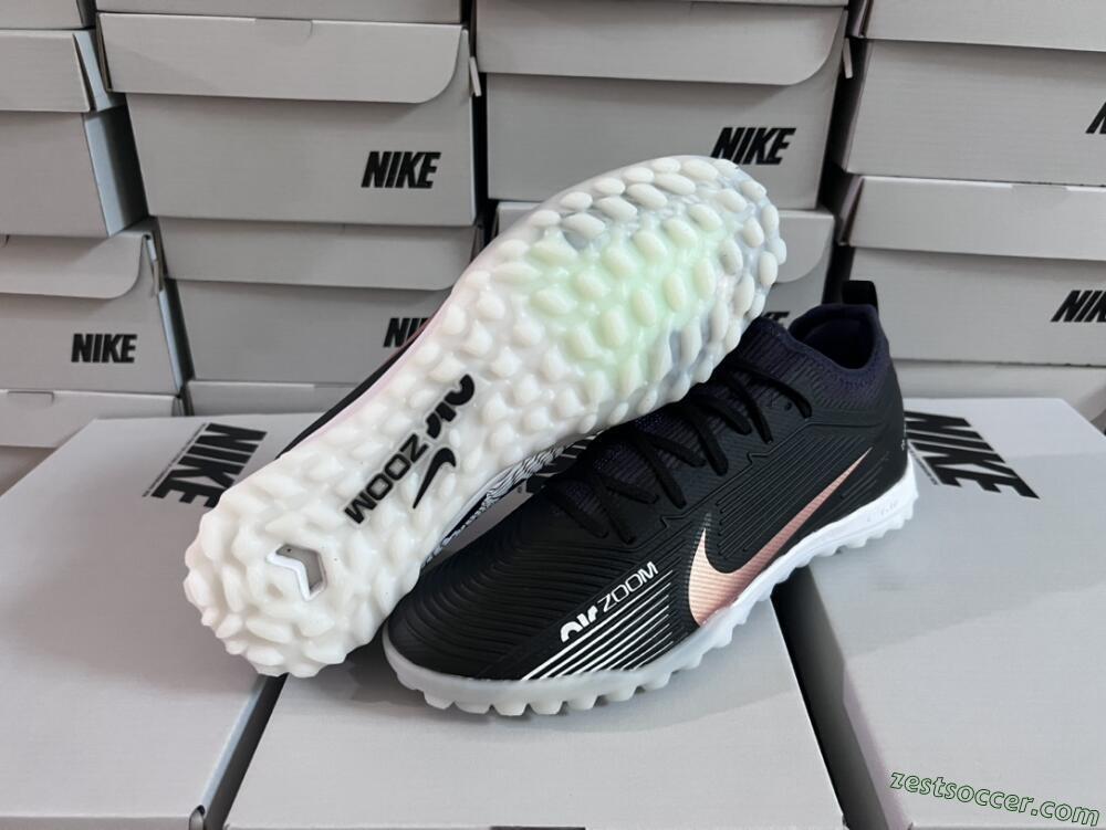 Nike Air Zoom Mercurial Vapor 15 Pro TF Low-Tops Soccer Shoes - Black/Gold/White
