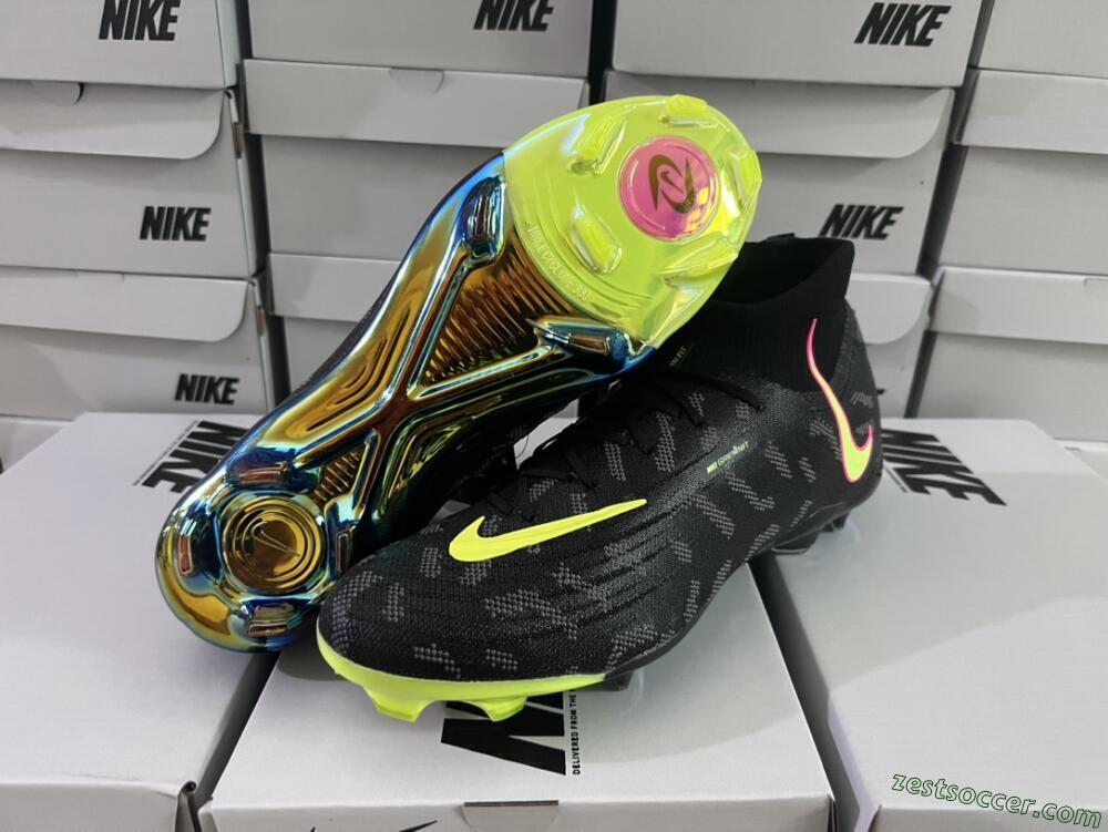Nike Phantom Luna Elite FG High-Tops Soccer Cleats - Black/Yellow/Pink