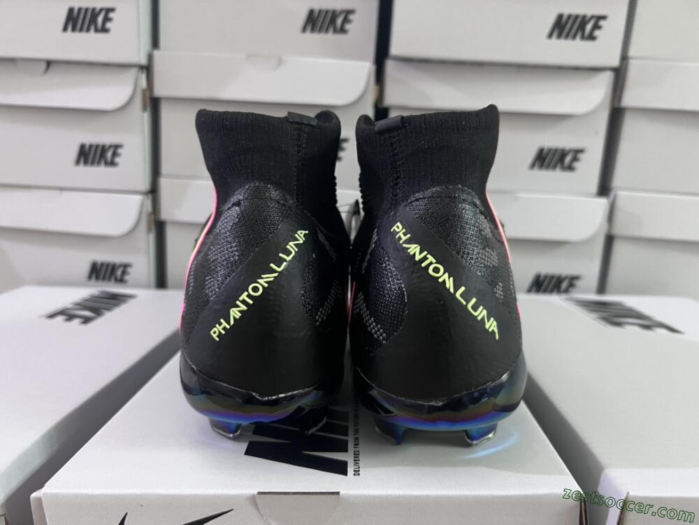 Nike Phantom Luna Elite FG High-Tops Soccer Cleats - Black/Yellow/Pink