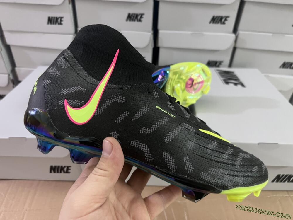 Nike Phantom Luna Elite FG High-Tops Soccer Cleats - Black/Yellow/Pink