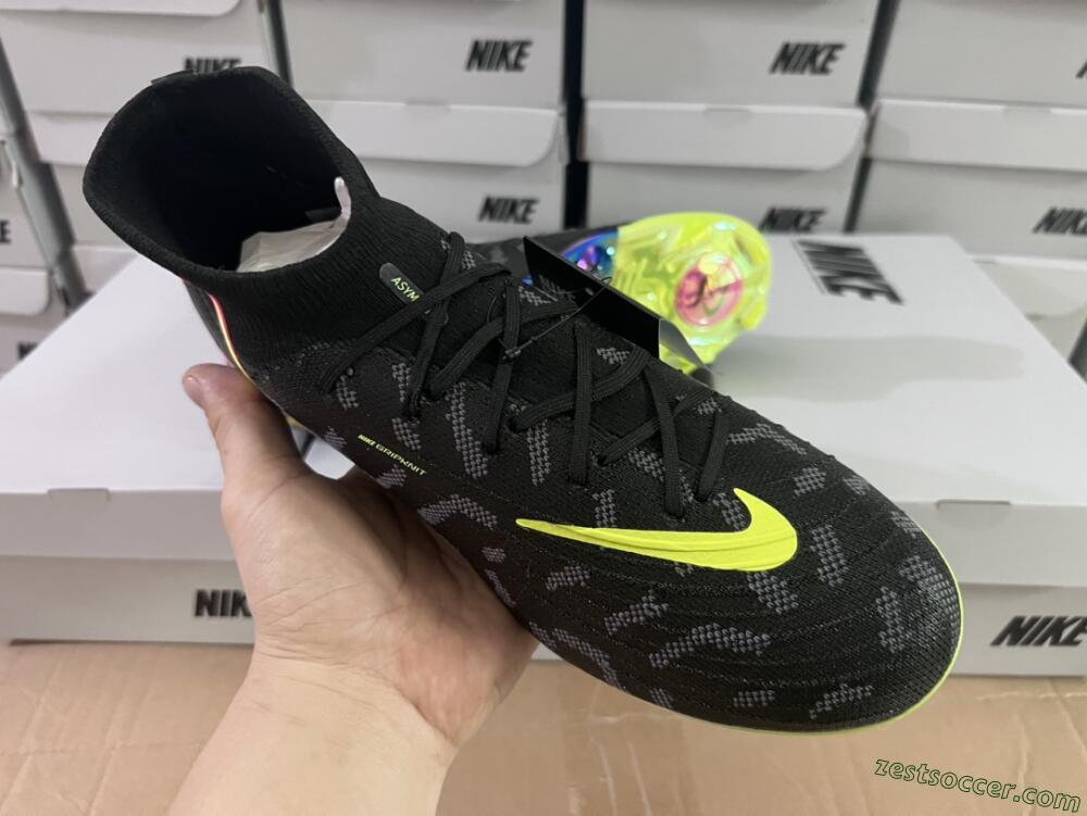 Nike Phantom Luna Elite FG High-Tops Soccer Cleats - Black/Yellow/Pink