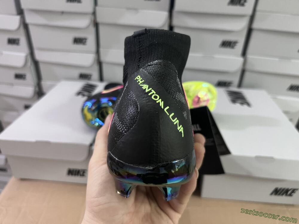 Nike Phantom Luna Elite FG High-Tops Soccer Cleats - Black/Yellow/Pink