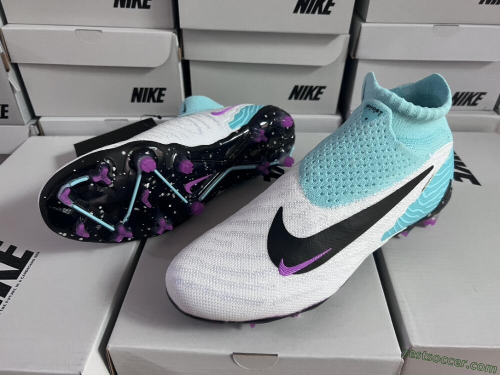 Nike Phantom GX Elite DF FG High-Tops Soccer Cleats - White/Purple/Jade