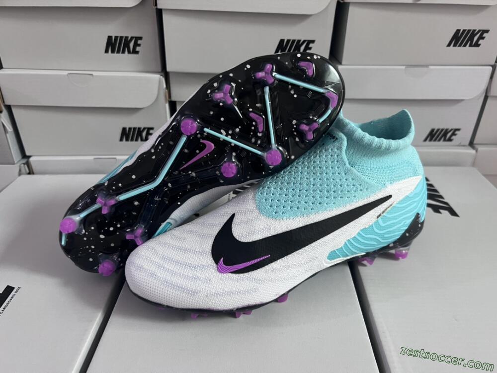 Nike Phantom GX Elite DF FG High-Tops Soccer Cleats - White/Purple/Jade