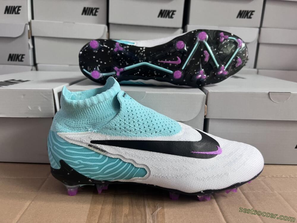 Nike Phantom GX Elite DF FG High-Tops Soccer Cleats - White/Purple/Jade