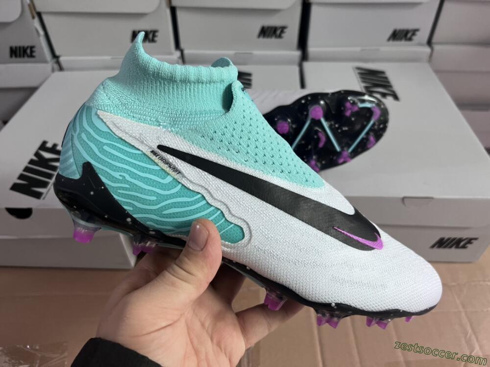Nike Phantom GX Elite DF FG High-Tops Soccer Cleats - White/Purple/Jade