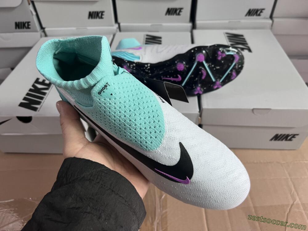 Nike Phantom GX Elite DF FG High-Tops Soccer Cleats - White/Purple/Jade
