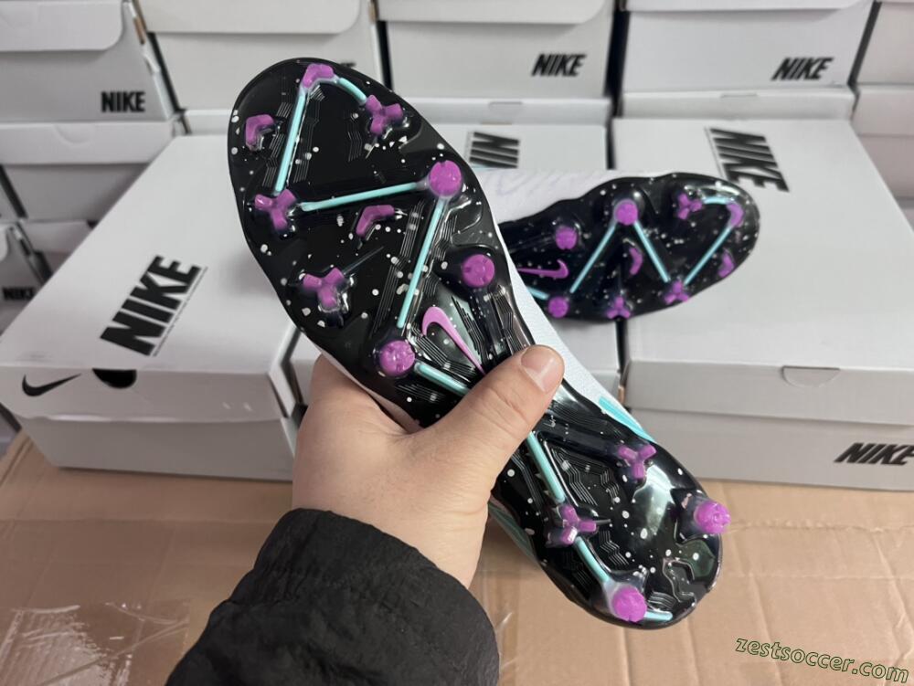 Nike Phantom GX Elite DF FG High-Tops Soccer Cleats - White/Purple/Jade